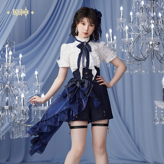 Chemise Cintrée a Manche Courte [Genshin Impact] - Blanc - Furina Impression Collection