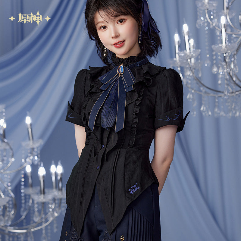 Chemise Cintrée a Manche Courte [Genshin Impact] - Noir - Furina Impression Collection