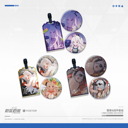 Badges + Acrylic Strap Set [Blue Archive] Chairman Hina and her Summer Vacation (Plusieurs modèles)