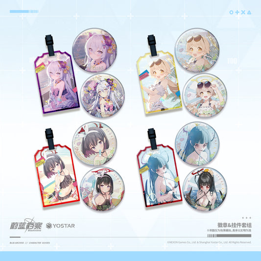 Badges + Acrylic Strap Set [Blue Archive] Summer Sky's Wishlist (Plusieurs modèles)