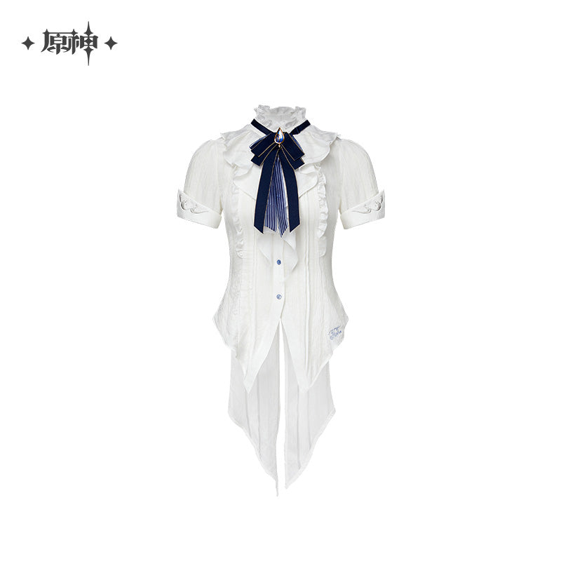 Chemise Cintrée a Manche Courte [Genshin Impact] - Blanc - Furina Impression Collection