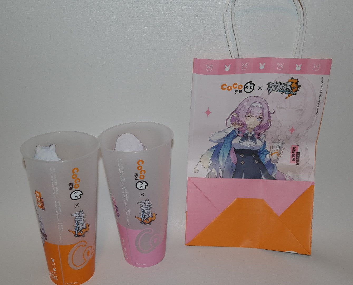 Set Gobelets et Sac en Papier [Honkai Impact 3rd] - Elysia / Kiana - CoCo Fresh Tea Collab