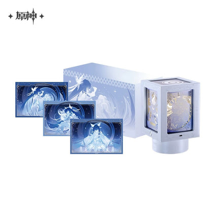 Gift Box Lampe de Nuit Rotatif, Boite Musical a 4 cote + Cartes de Collection [Genshin Impact] - Selenic Chronicles series