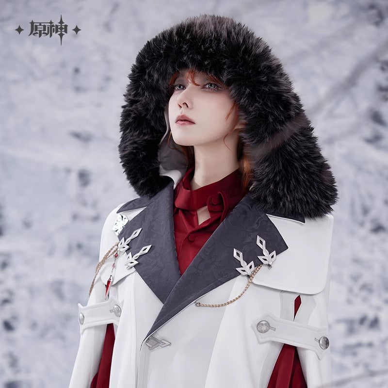 Manteau Cape a Capuche Avec Broche [Genshin Impact] - Fatui Harbinger Impressions - Frost and Flames Series