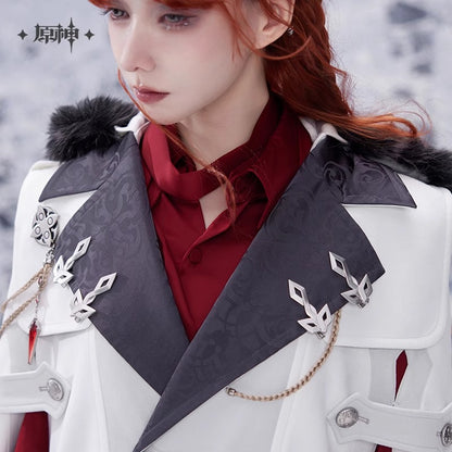 Manteau Cape a Capuche Avec Broche [Genshin Impact] - Fatui Harbinger Impressions - Frost and Flames Series