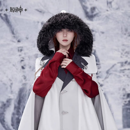 Manteau Cape a Capuche Avec Broche [Genshin Impact] - Fatui Harbinger Impressions - Frost and Flames Series