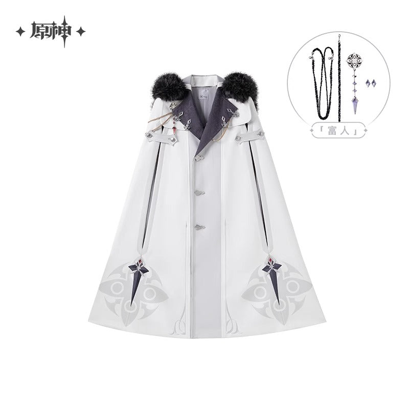 Manteau Cape a Capuche Avec Broche [Genshin Impact] - Fatui Harbinger Impressions - Frost and Flames Series
