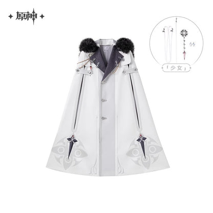 Manteau Cape a Capuche Avec Broche [Genshin Impact] - Fatui Harbinger Impressions - Frost and Flames Series