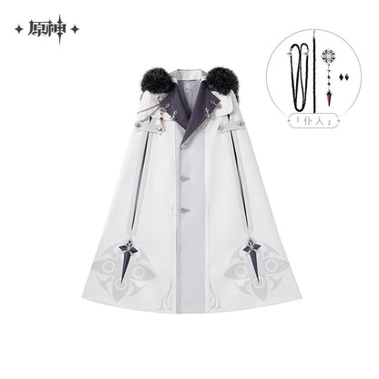 Manteau Cape a Capuche Avec Broche [Genshin Impact] - Fatui Harbinger Impressions - Frost and Flames Series