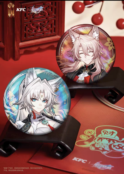 Badge Set avec Enveloppe Rouge et carte laser [Honkai: Star Rail] - Feixiao et Jiaoqiu  - KFC 2025 Collab